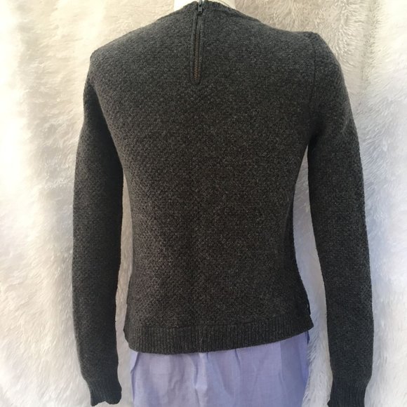 J. Crew Charcoal Gray Sweater with Light Blue Layer - Picture 3 of 7
